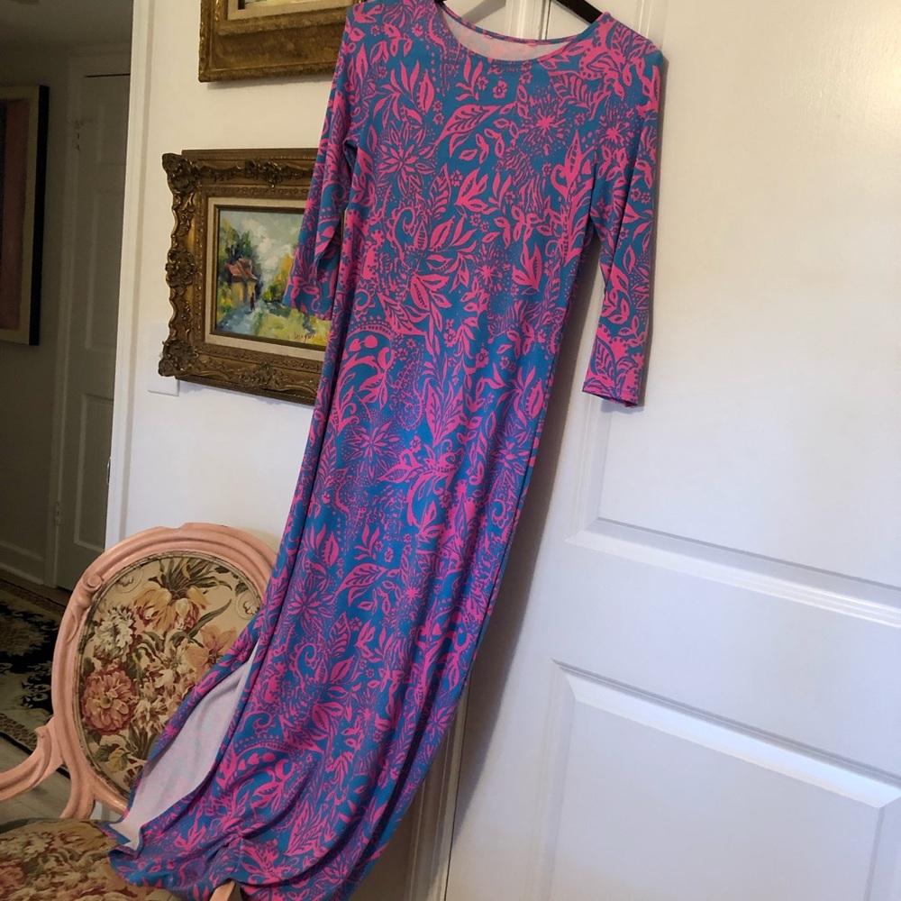 Lilly Pulitzer Pink and Blue Resort Maxi Gown